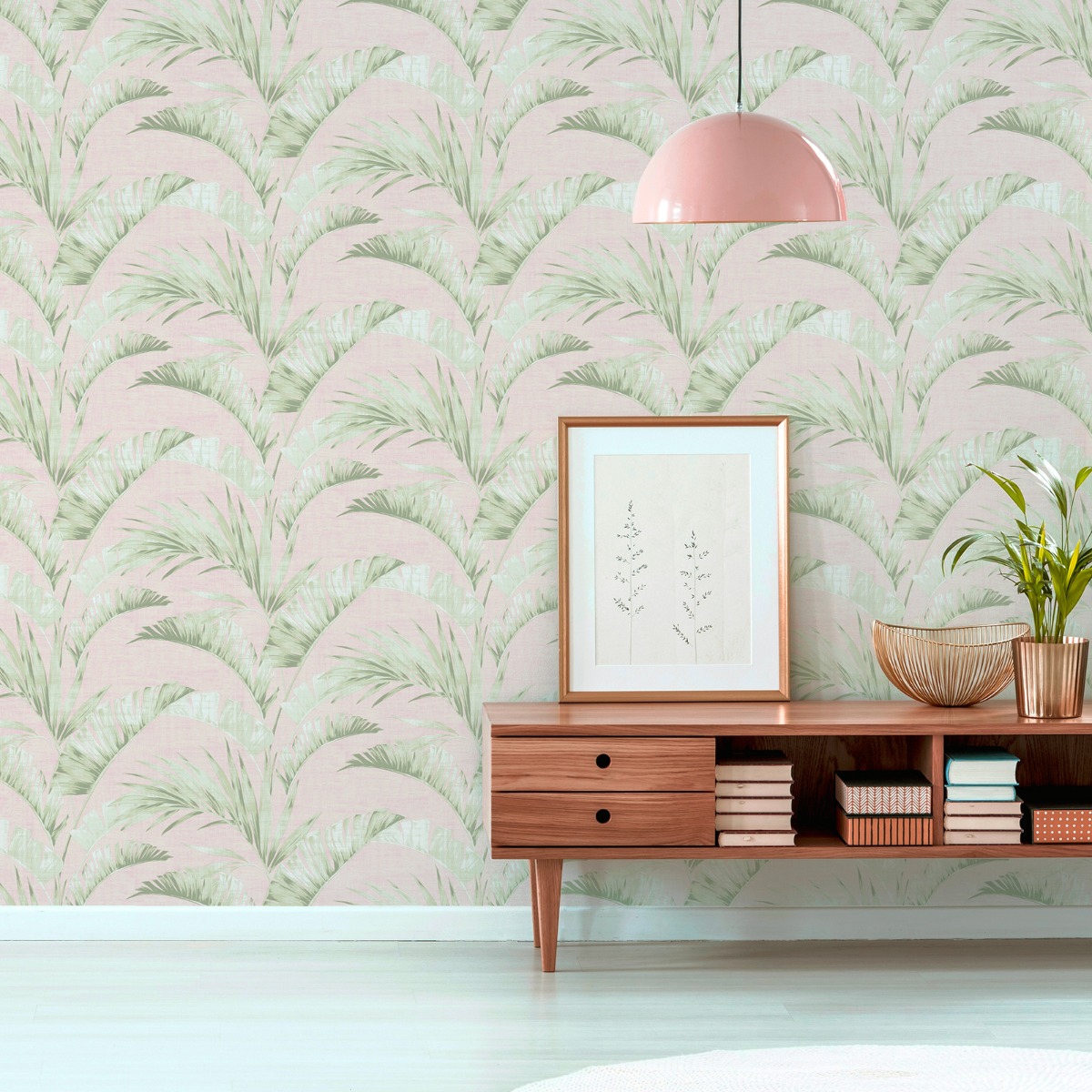 Banana Palm Wallpaper Pink / Green Arthouse 909402