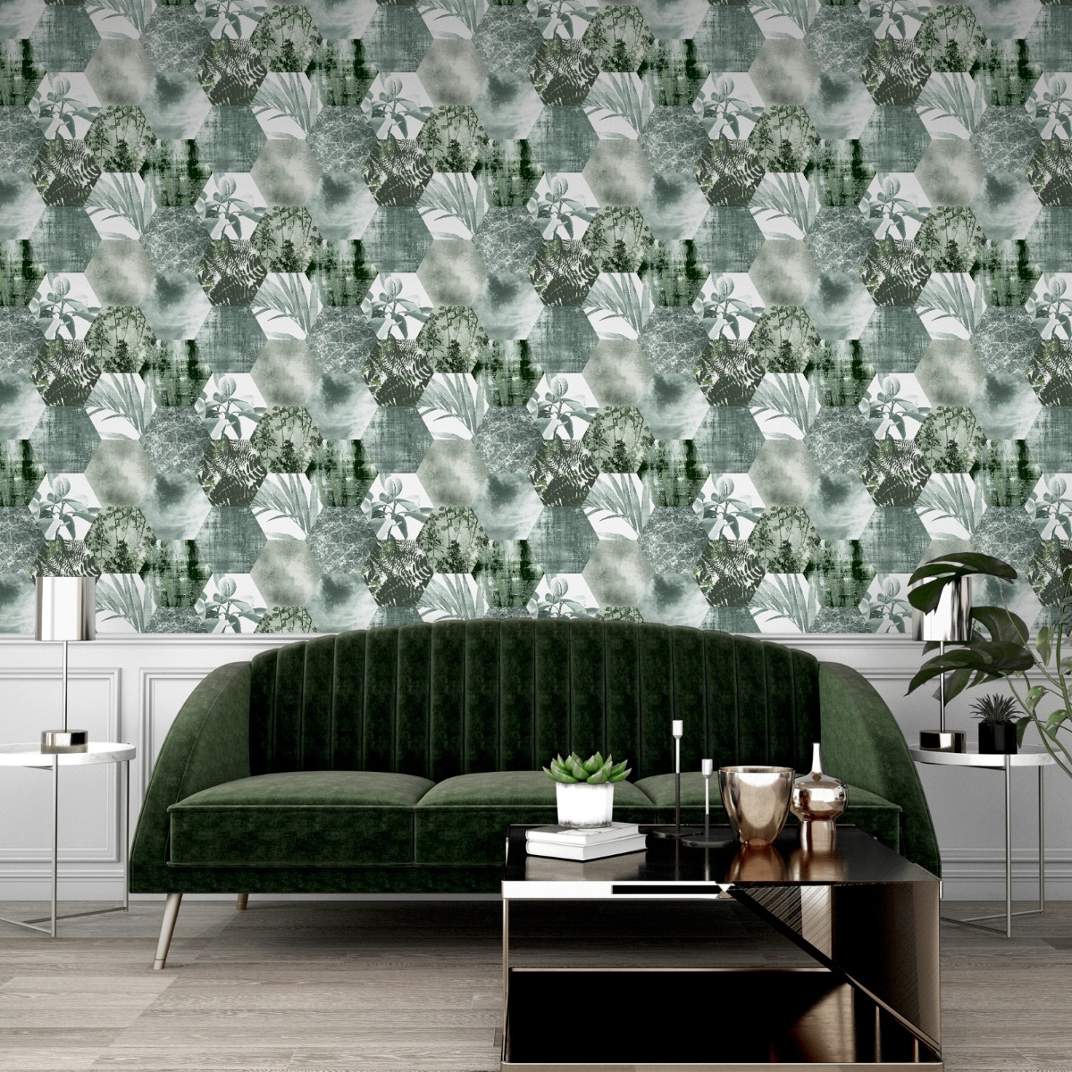 Foliage Hex Botanical Wallpaper Green Arthouse 909403