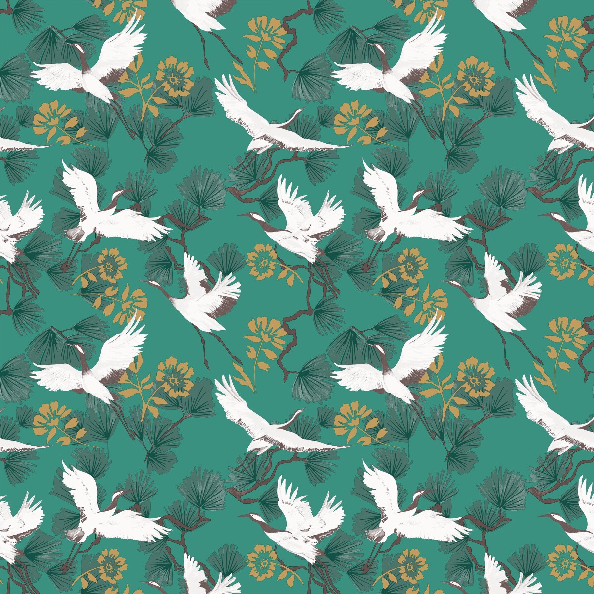 Furn Demoiselle Birds Wallpaper Jade DEMOISE/WP1/JAD