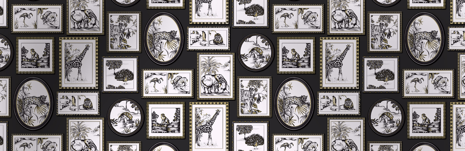 Safari Frames Wallpaper Black / Gold Holden 90071