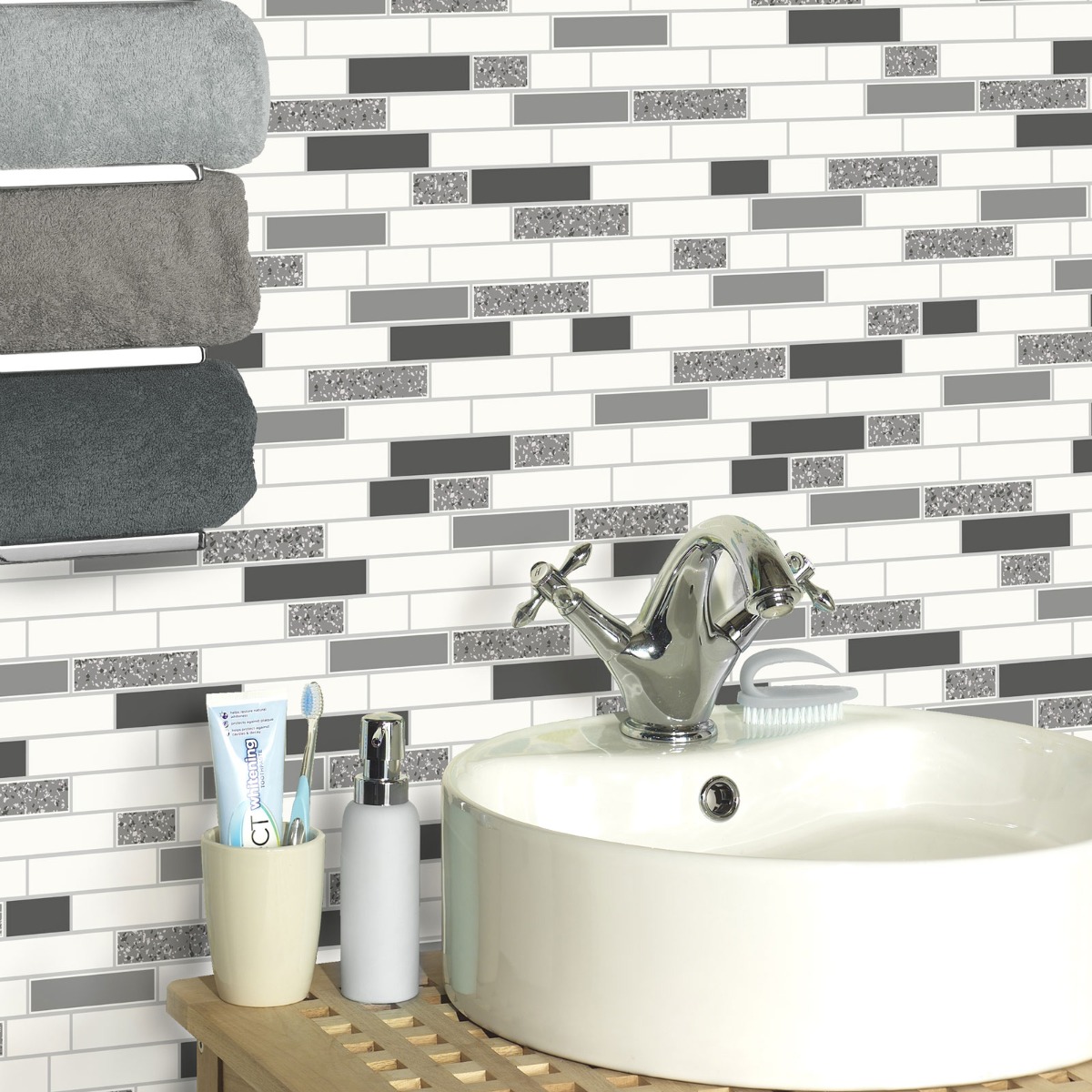 Oblong Granite Tile Black Wallpaper 89191