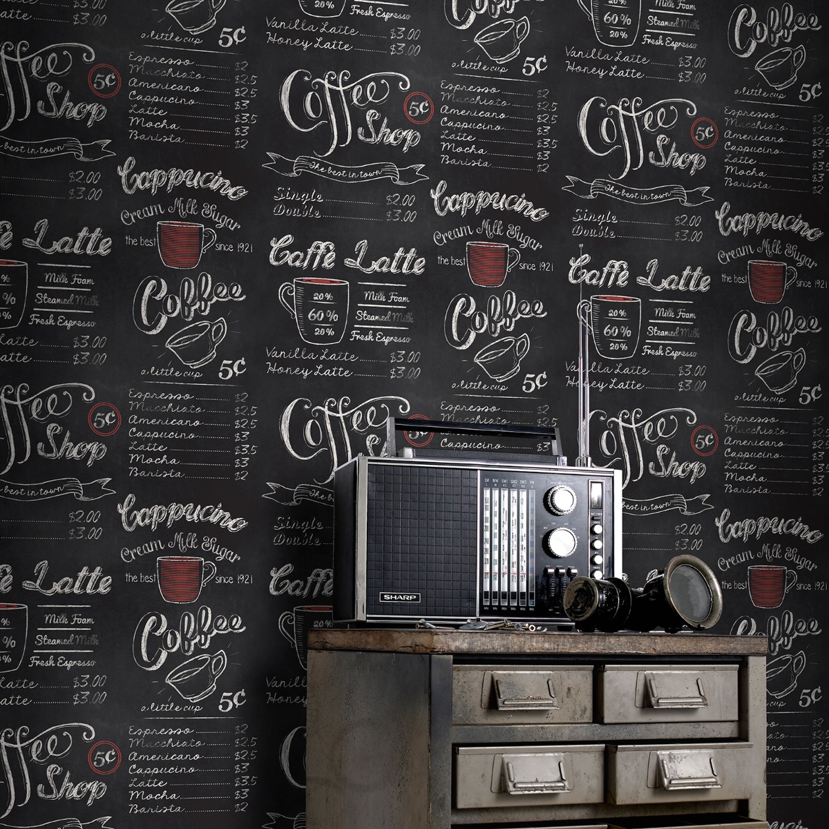 Coffee Shop Blackboard Wallpaper Rasch 234602
