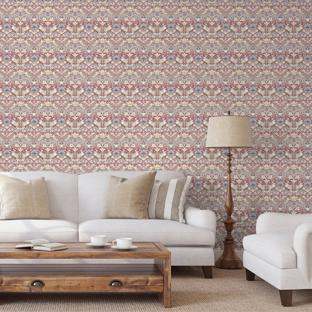 William Morris Strawberry Thief Wallpaper Plum W0171/04