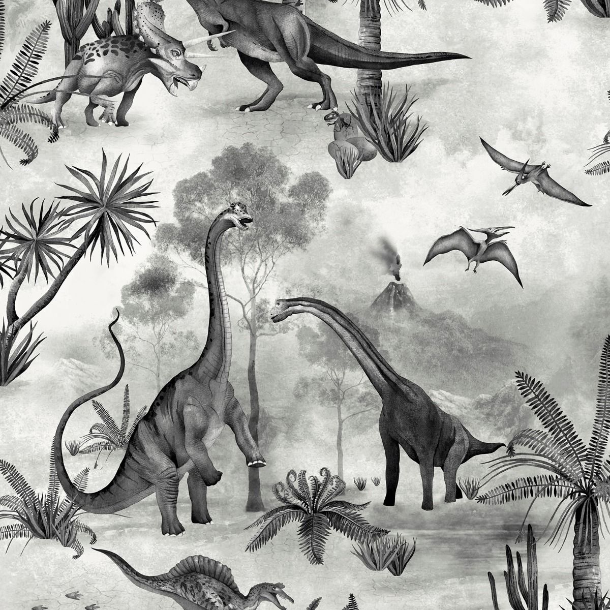 Dino Kingdom Dinosaur Wallpaper Mono Belgravia 7701