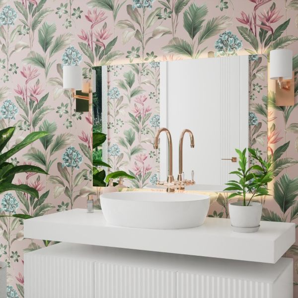 floral bathroom wallpaper
