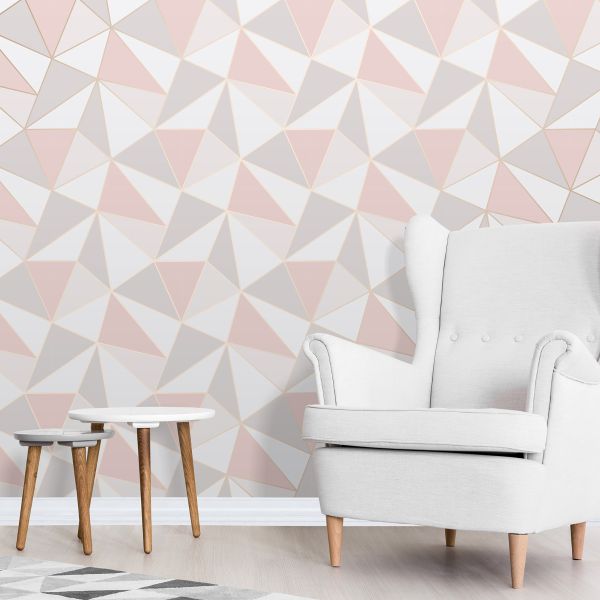 pink and grey triangle wallpaper