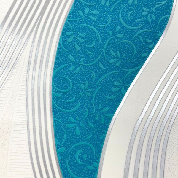 teal and white wallpaper uk