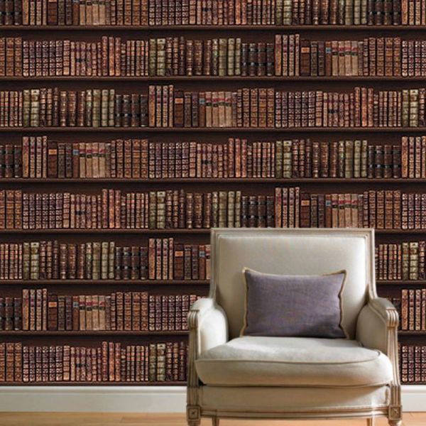 wallpaper bookcase design