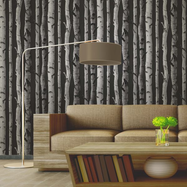 black and silver tree wallpaper