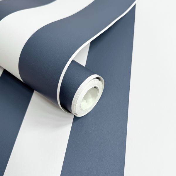 navy and white striped wallpaper uk