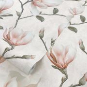 Magnolia Floral Textured Vinyl Wallpaper Pale Orange / Cream Muriva B92205