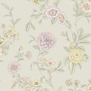 Chelsea Floral Wallpaper Multi / Pistachio Green Rasch 100319