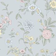 Chelsea Floral Wallpaper Multi / Powder Blue Rasch 100326
