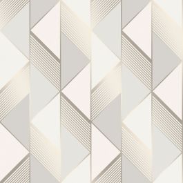 Lipsy Geometric Wallpaper Grey / Gold Muriva 144901