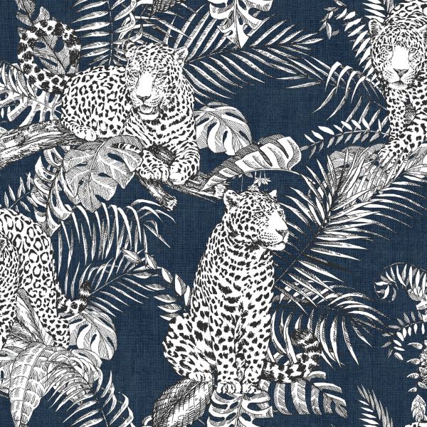Mamboa Leopard Wallpaper Blue Muriva 173523 World of Wallpaper USA