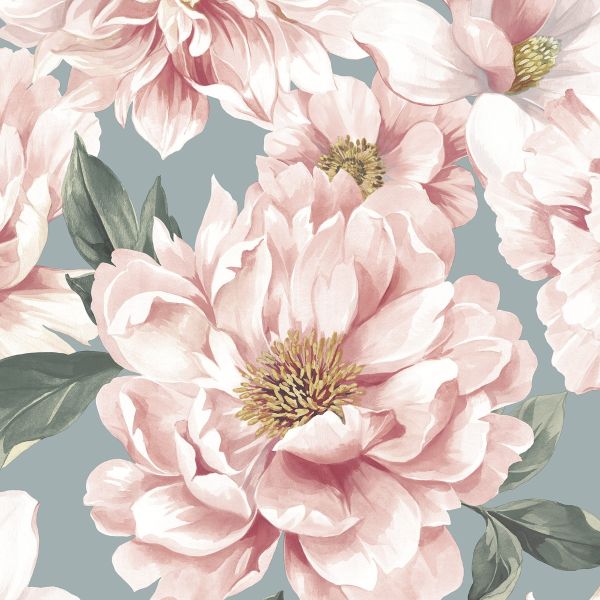 Floral Bloom rose wallpaper in navy  pink  I Love Wallpaper