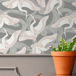 Cranes Grey Wallpaper Ted Baker Fantasia Collection 12621