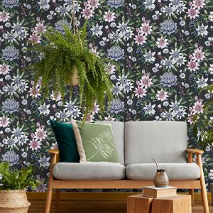 91324 Holden Amazonia Passiflora Black Wallpaper 