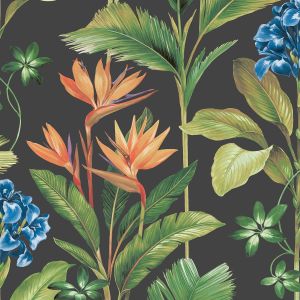 Oliana Floral Wallpaper Charcoal Belgravia 8484