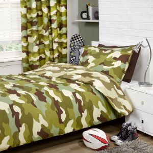Army Camouflage Reversible Single Duvet Cover and Pillowcase Set