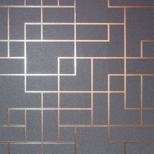 Charcoal Copper Square Geo Texture Wallpaper Fine Decor Platinum FD42492