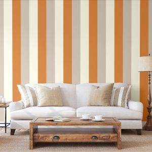 Stripe Wallpaper Orange, Coffee & Cream - Direct Wallpapers E40915