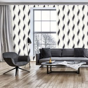 Wave Embossed Textured Wallpaper Black - Direct Wallpapers E62009