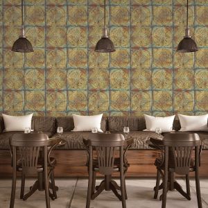 Grunge Collection Wallpaper Tin Tile  Copper Galerie G45376
