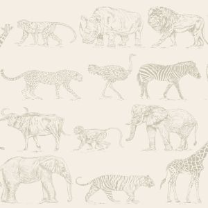 Boutique Safari Animals Wallpaper Cream / Rose Gold Graham & Brown 104894
