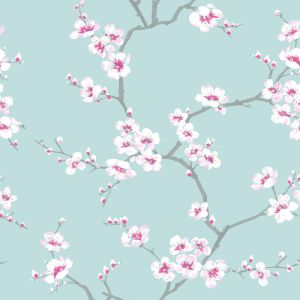 Fresco Apple Blossom Wallpaper Teal Graham & Brown 51-066