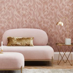 Elle Decoration Wave pattern Wallpaper Blush Pink 1015105