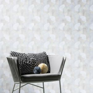 Elle Decoration 3D Geometric Graphic Wallpaper Light Grey Silver 1015531