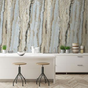 Vertical Marble Wallpaper Blue and Neutral Mural Grandeco A50802