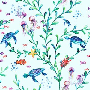 Over the Rainbow Under the Sea Wallpaper Light Teal Holden 90941