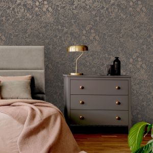 Imogen Floral Wallpaper Slate/Rose Gold Holden 65703