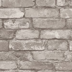 Silver Grey Brick Effect Wallpaper - Fine Decor FD31286