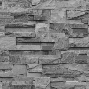 Muriva Slate Stone Wallpaper - Charcoal - J274-09 