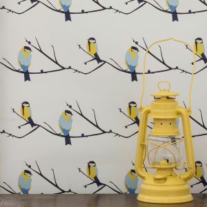 Juneberry and Bird Wallpaper yellow Lorna Syson JBW