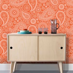 Paisley Crescent Wallpaper Tangerine Dream Mini Moderns AZDPT019TD 