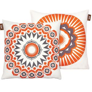 MIM140z - Mini Moderns Darjeeling Wallpaper Cushion - Tangerine Dream 