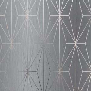Kayla Metallic Geometric Wallpaper Grey / Gunmetal Muriva 703014