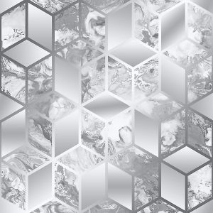 Elixir Cube Marble Wallpaper Silver Muriva 166510
