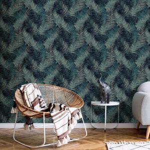 Odyssee Wallpaper Collection Areca Leaf Teal Muriva L93401
