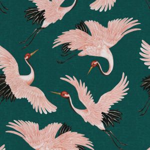 Paloma Home Oriental Birds Teal Fabric ORB/TEA/14000FA - Sold by the metre