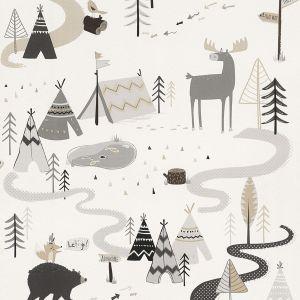Scandi Adventure Forest Wallpaper Grey / White Rasch 292404
