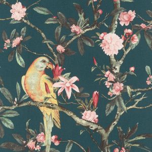 Rasch Poetry II Exotic Bird Wallpaper Teal Multi 543353