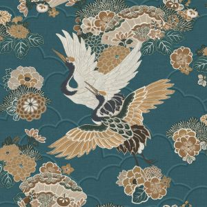 Akari Kyoto Cranes Wallpaper Teal Rasch 282770