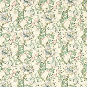 Golden Lily Wallpaper Linen Beige / Blush William Morris 