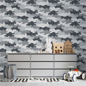 Camouflage Army Wallpaper Grey - World of Wallpaper WOW010