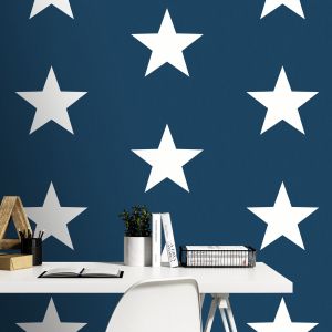 Star Wallpaper World of Wallpaper White on Navy 273471